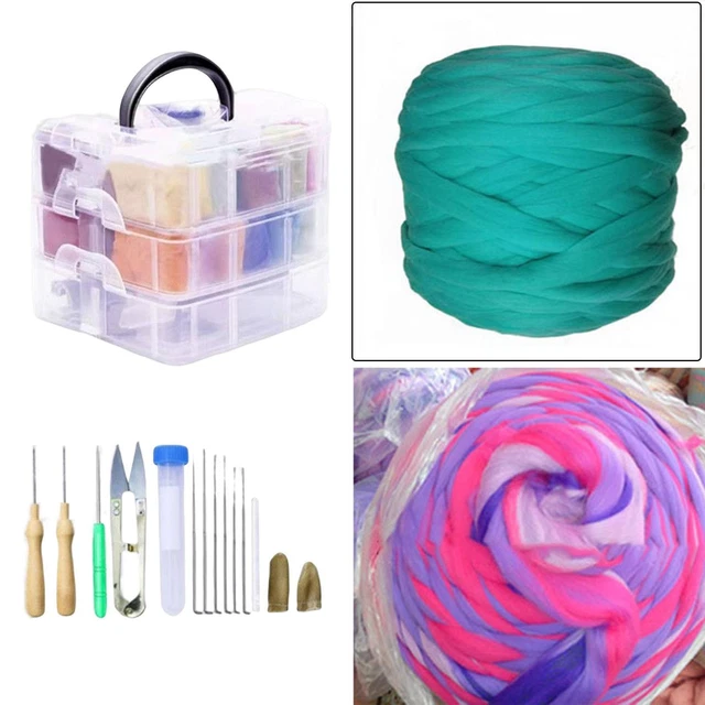 Juego itinerante de 24 colores de lana fibra suave alfombra de fieltro para niñas regalos animal hágalo usted mismo