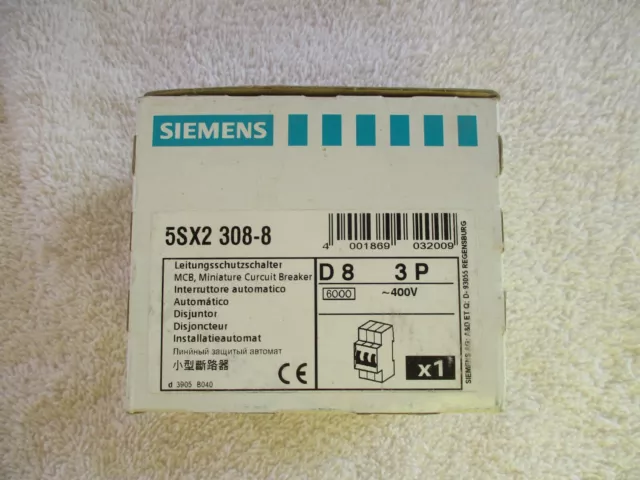 NIB Siemens Circuit Breaker 8A    3P        5SX2 308-8
