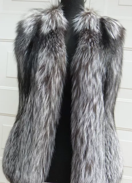 NEU !! FUCHS FOX WESTE VEST Echt Pelz Silberfuchs Silverfox Natur