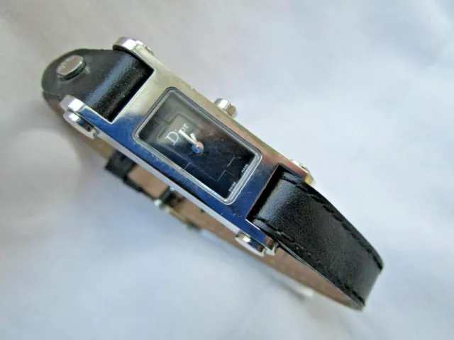 CHRISTIAN DIOR WATCH D104-100-NO Silver elongated black dial case black strap