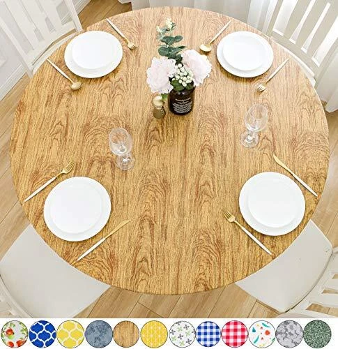 Rally Home Goods Indoor Outdoor Patio Round Fitted Vinyl Tablecloth Flannel