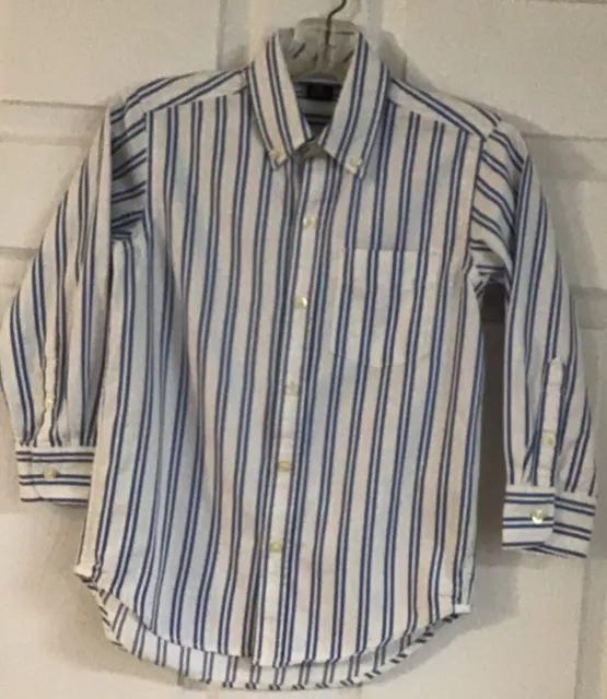 Gap Kids Boys Blue Striped Long Sleeve Button Down Shirt Size Small 6-7 Regular