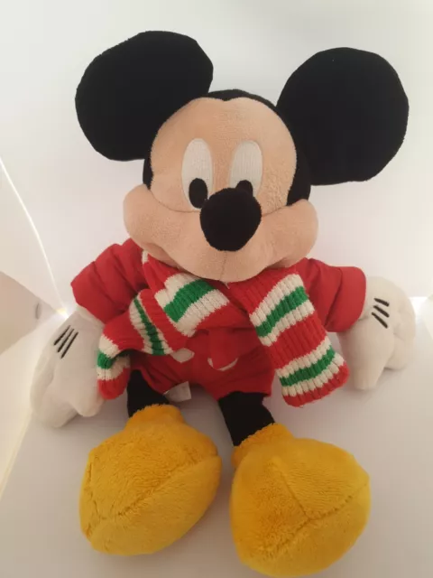 Disney Store Mickey Mouse 2010 Limited Edition Plush Soft 16" Red Coat & Scarf