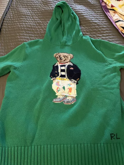 Ralph Lauren Polo Artist Bear Knit Sweater With Hood Men’s Size M