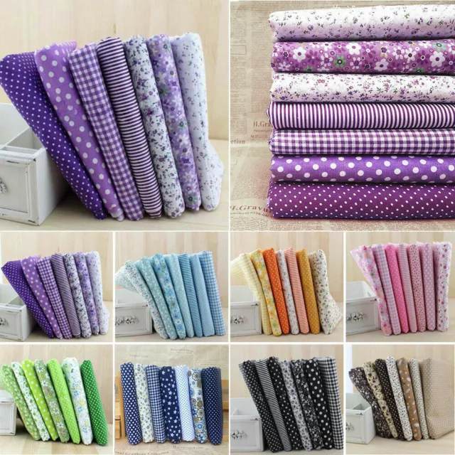 7 Stk 25x25cm Stoffpaket Baumwolle Stoffreste Sterne Blumen DIY Patchwork Stoffe