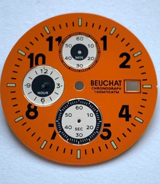 Cadran De Montre Beuchat Sport 27.5mm – Neuf De Stock, Résiste à L'eau 5 Atm, Fabriqué France
