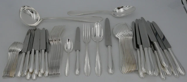 SFAM Art Déco, ménagère de 62 pièces avec couteaux métal argenté, excellent état