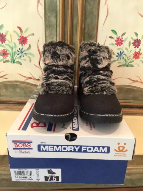 Bobs Skechers Alpine City Creek Boot Color Black Memory Foam 7.5 New in Box