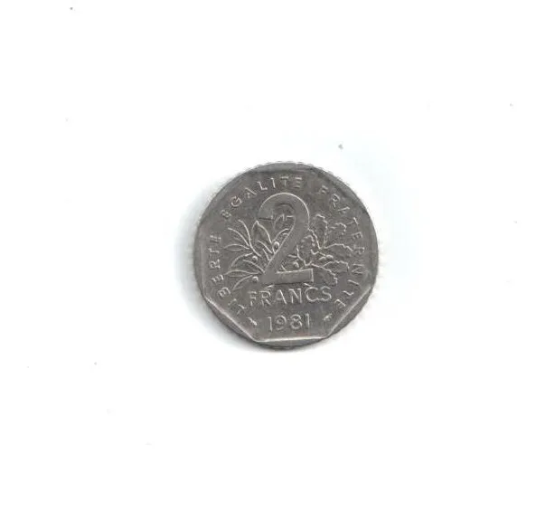 2 Franc, Umlaufmünze Frankreich 1981, Nickel