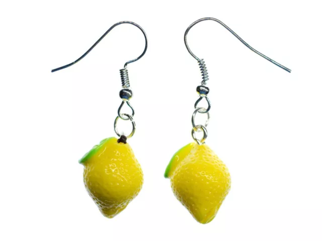 Zitronen Ohrringe Miniblings Hänger Lemon Kawaii Kinderschmuck Obst 17mm gelb