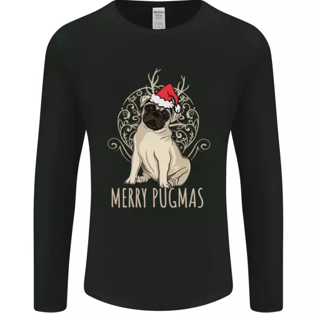 Frohe Pugmas Lustige Weihnachten Mops Herren Langärmelig Maglietta