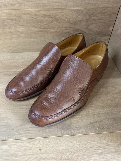 LOAKE OTLEY BROWN Leather Moccasin Loafers Slip On Shoes England