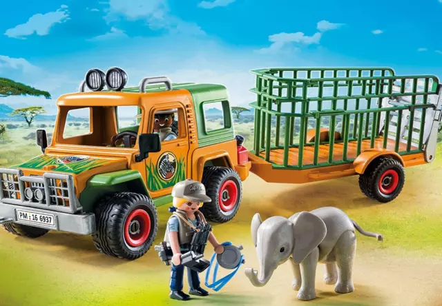 Playmobil -- Pièce de rechange -- Véhicule avec éléphanteau et soigneurs 6937 --
