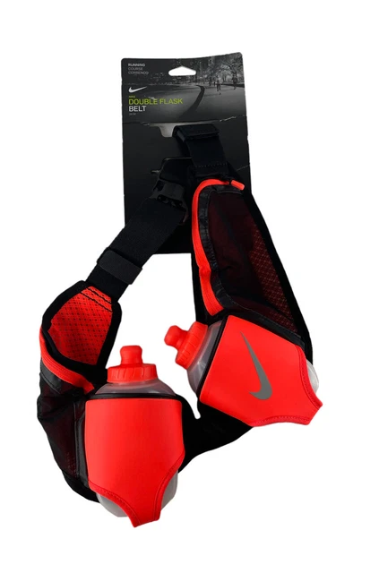 Nike Double Flask Belt 2 10 oz. Bottles - NRL85064OS - Bright Orange/Black NWT