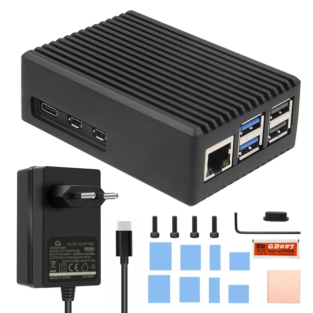 Boîtier Aluminium Avec Alimentation Pour Raspberry Pi 5 - Refroidissement Actif Et Passif