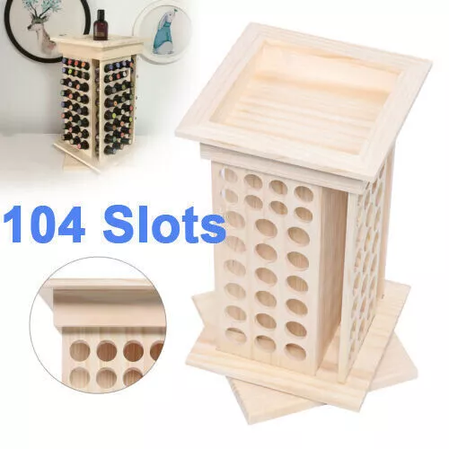 104 Bottles 8 Tier Rotating Wood Essential Oil Perfume Display Rack Stand Holder