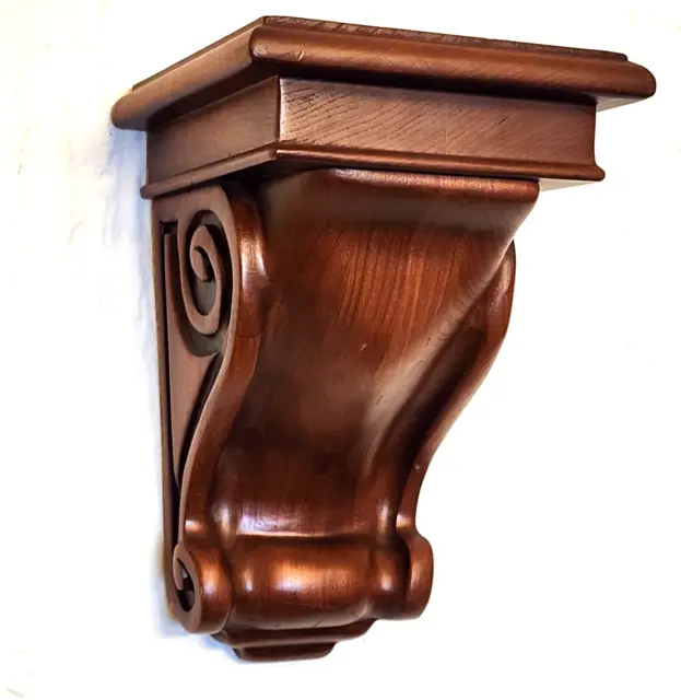 1 Solid Wood Carved Corbel Mantel Bracket Wall Shelf 6" x 6" x 9" Keyhole Mounts