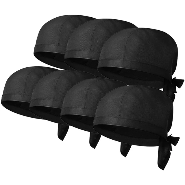 7pcs Comfortable Practical Multi-use Black Comfortable Chef Hat for Restaurant