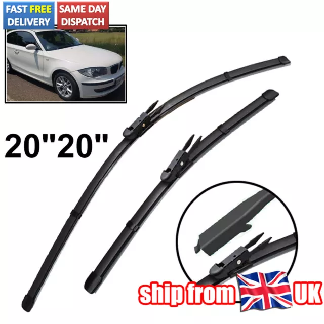 For BMW E81 E82 E87 E88 Front Windscreen 2X20" Flat Wiper Blades Window UK