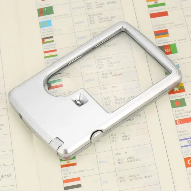 Compact LED Credit Card Magnifier: Clear Pocket Magnifying Glass