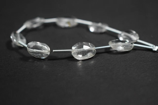 Natural Crystal Quartz Faceted Oval Shape Gemstone 5.5" Beads For Jewelry making
