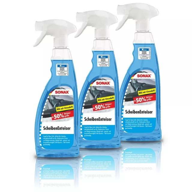 3x 750ml SONAX SCHEIBENENTEISER SCHEIBEN ENTEISER SPRAY ENTEISERSPRAY DEFROSTER 2