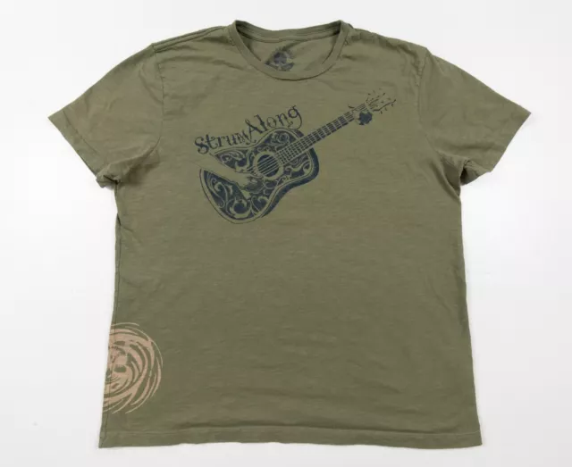 Lucky Brand Shirt Men's XLarge Green Short Sleeve Guitar Graphic Tee Adult XL