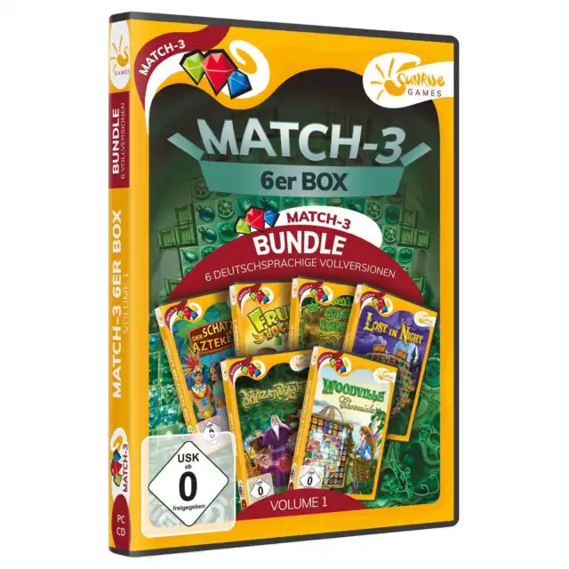 Match 3 Gewinnt 6er Box Volume 1 PC Spielesammlung 6 Vollversionen CD ROM OVP