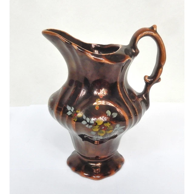 Pichet En Faïence De Jersey Hauteur 17Cm Decor Fleuri