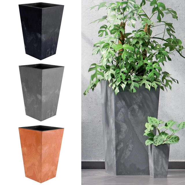 Pot de fleurs pot de fleurs effet béton insert plastique 10 taille 3 couleurs