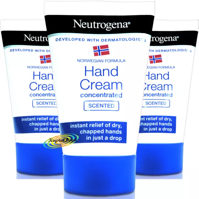 3x Neutrogena Norwegian Formula Hand Cream Concentrated 50ml - Scented