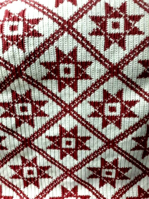 Vtg Afghan Throw Blanket Red And White Star Design 76" x 48" Prime Condition