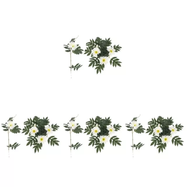 8 piezas plantas de plástico verde crisantemo artificial