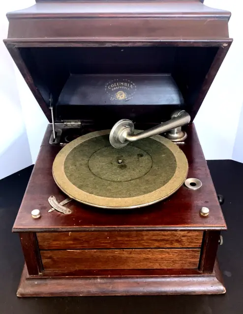 ANTIQ. Columbia Grafonola Type C 2 Phonograph w Mahogany Case RESTORTATION/PARTS