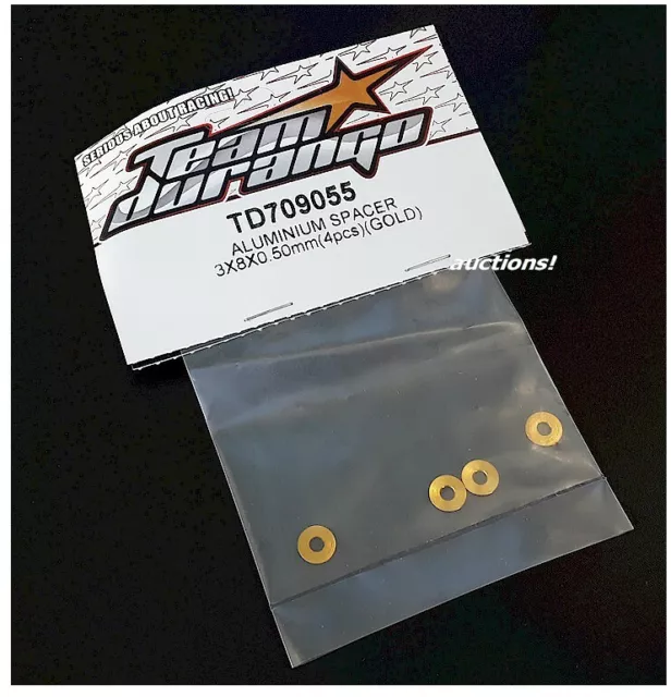 Team Durango TD709055 Aluminum Spacer Gold 3x8x0.50mm 18x TD Cars DEX210 DEX410