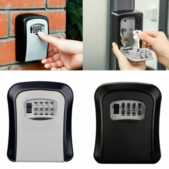 Wall Mounted Key Safe Box 4 Digit Outdoor High Security Code Lock-Storage Set UK
