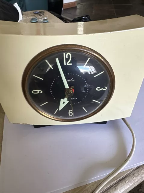 Westclox Pittsfield Luminous White Alarm Clock 1950's MCM Tested Working, Rare!