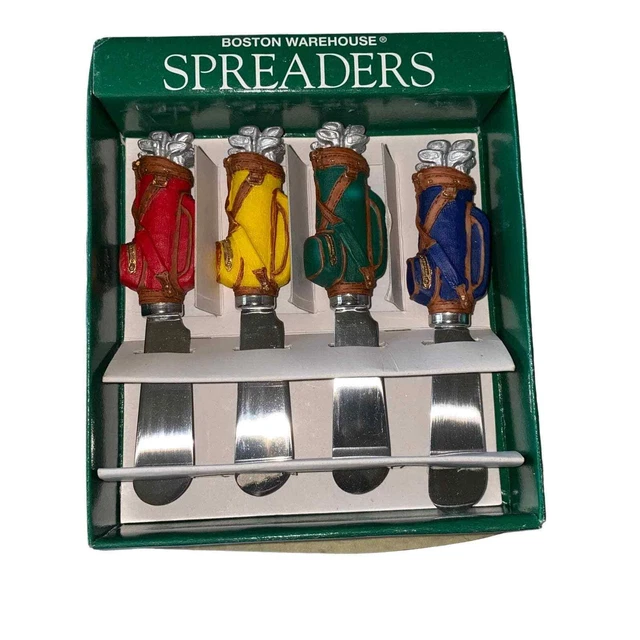 Boston Warehouse Set of 4 Spreaders Golf Clubs Handle Serving Knife Charcuterie