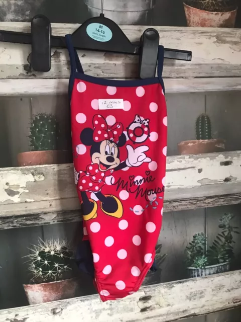 NEW - DISNEY - GIRLS SWIMSUIT - MINNIE MOUSE - 12 MONTHS  - box ax