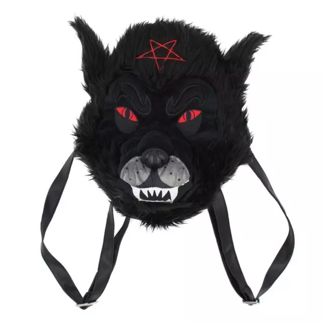 Kreepsville Wolf Head Plush Pentagram Satanic Gothic Purse Backpack Bag BGPWH