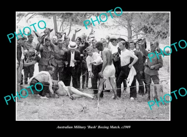 OLD POSTCARD SIZE PHOTO OF AUSTRALIAN MILITARY BOXING MATCH c1909