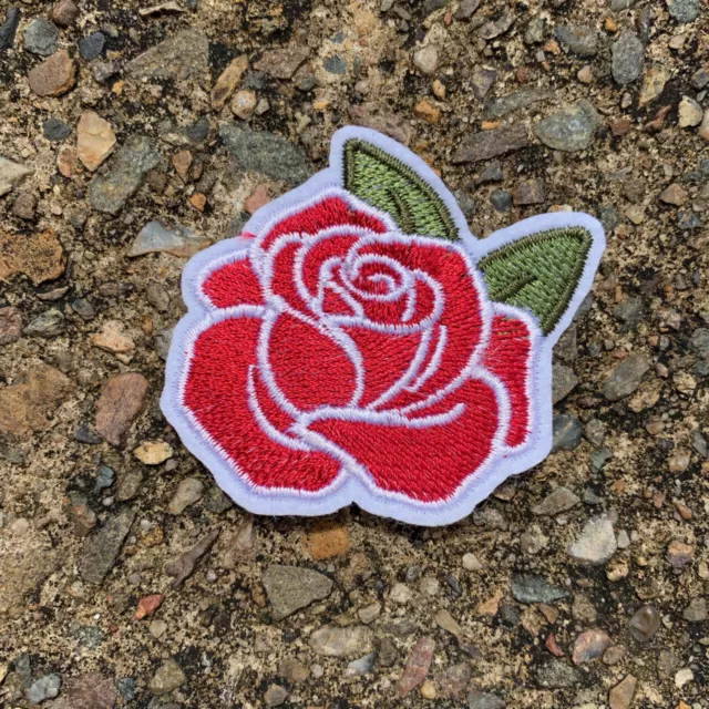 1pc Flower Rose Red Bud Embroidered Patch Cloth Iron On Applique sewing #1341