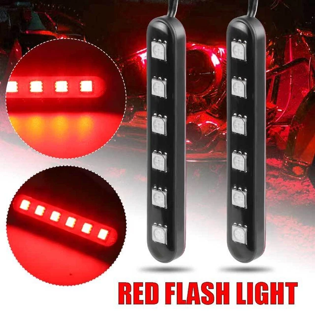 2X Car Motorcycle LED Brake Tail Stop Red Lights Strobe Flashing Strip ATV UTV
