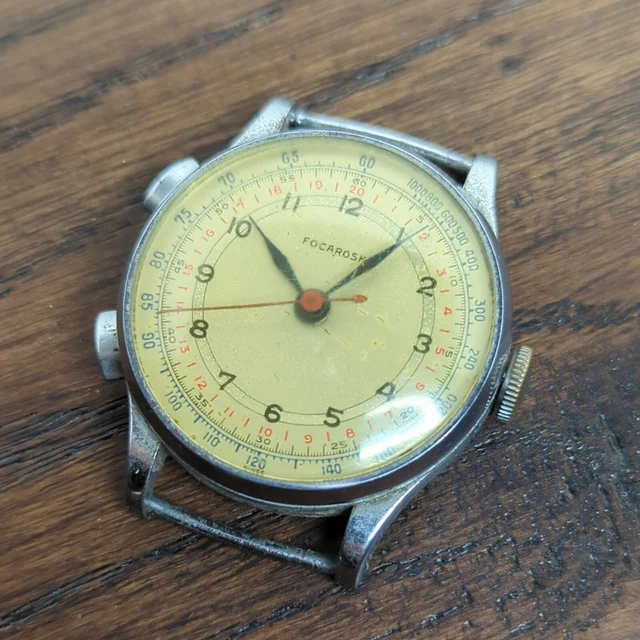 VINTAGE FOCAROSK SWISS Chronograph Wrist Watch for Restoration Not