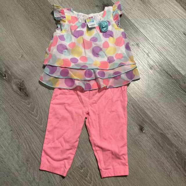 Healthtex Baby Girl Top w/ Carter’s Pants Spring Outfit 0-3 Months