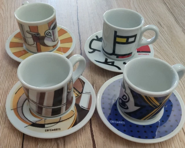 Lavazza, Café' Des Arts, Lot 4 en Forme de Petites Tasses Avec Porcelaine Ipa