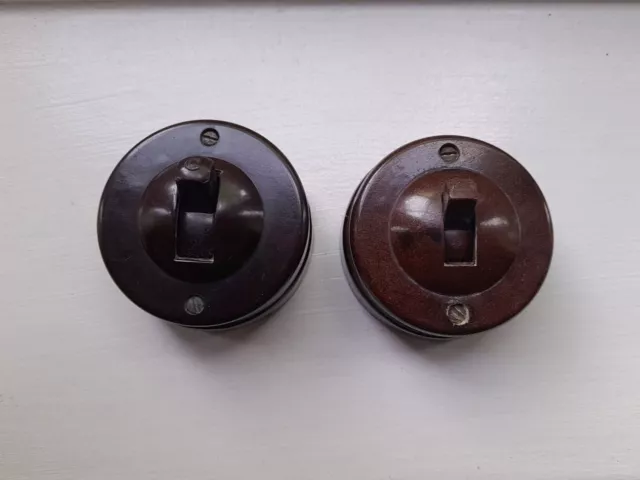 2 X Vintage Art Deco Bakelite/Ceramic Crabtree Light Switches