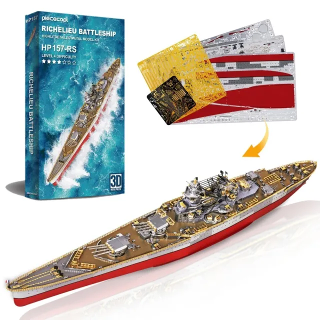 Piececool_Richelieu Battleship Metal Model Kit_3D Metal Puzzle for Teens Adult