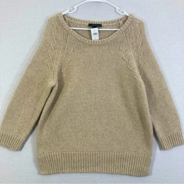 New Ann Taylor Cream/Tan Alpaca Wool Blend Sweater Large