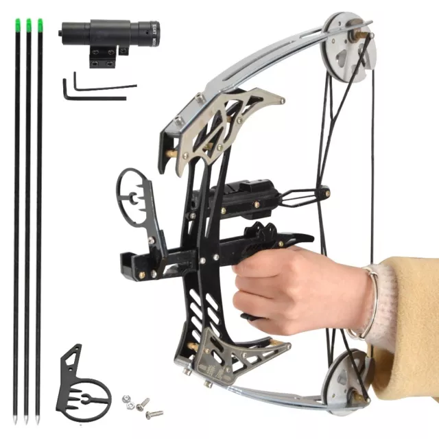 25lbs Fishing MINI Triangle Compound Bow Kit Arrows Right Hand Archery Hunting